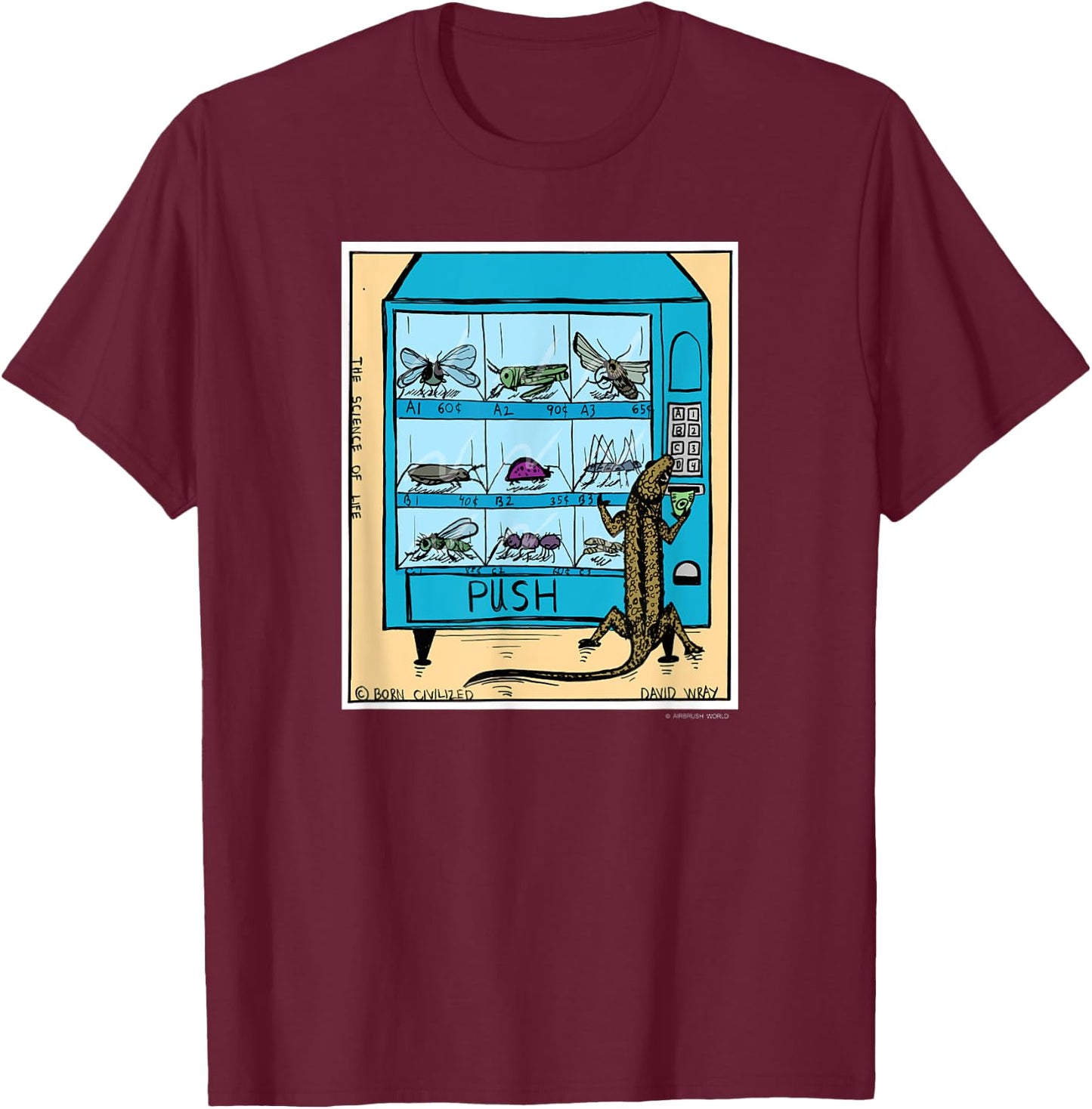Reptile Vending Machine Funny Lizard Novelty Gift T-Shirt - T-Shirt | Maroon
