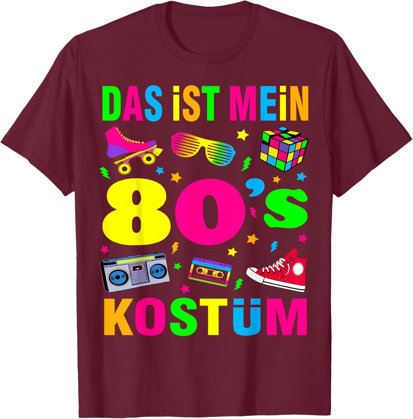 80s Theme Party 80s Costume - I Love the 80s T-Shirt - T-Shirt | Maroon