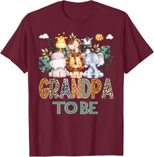 Soon To Be Grandpa Jungle Animal Safari Gender Reveal T-Shirt - T-Shirt | Maroon