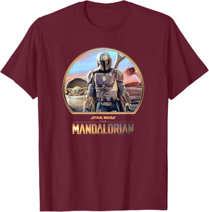 The Mandalorian Mando And The Child T-Shirt - T-Shirt | Maroon