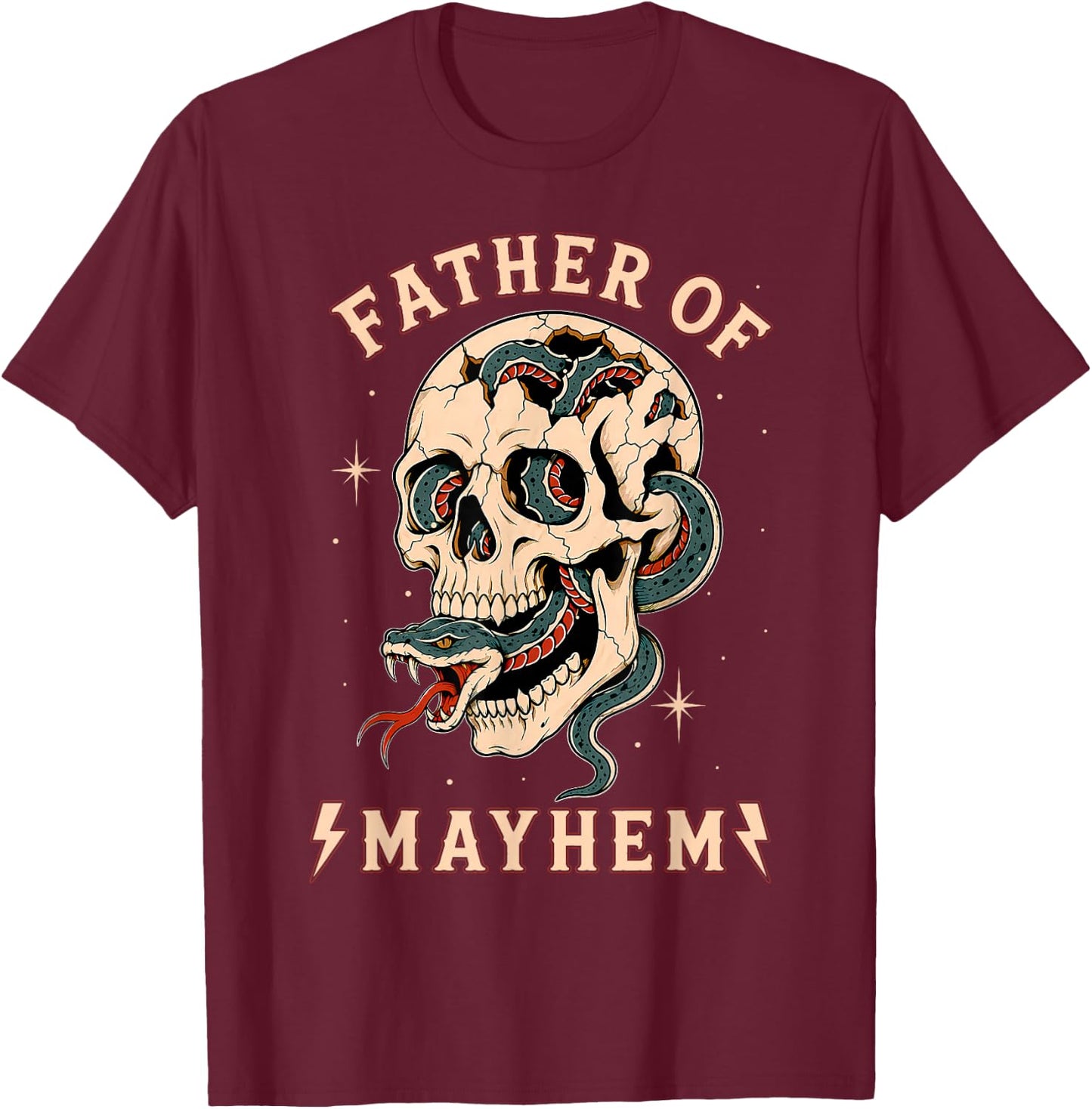 Father of Mayhem Men Dad Funny Father's Day Men Dad Gifts T-Shirt - T-Shirt | Maroon