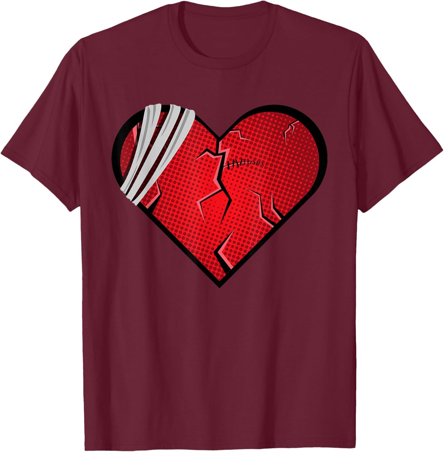 Broken Heart Love Sad Heartbreak Up Valentine's Day T-Shirt - T-Shirt | Maroon