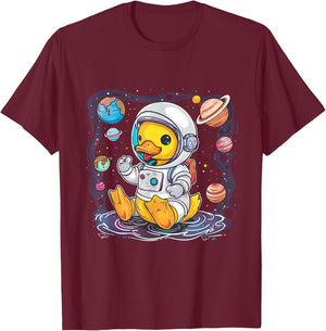 Rubber Duck Astronaut Space Rubber Duck Lover Science Planet T-Shirt - T-Shirt | Maroon