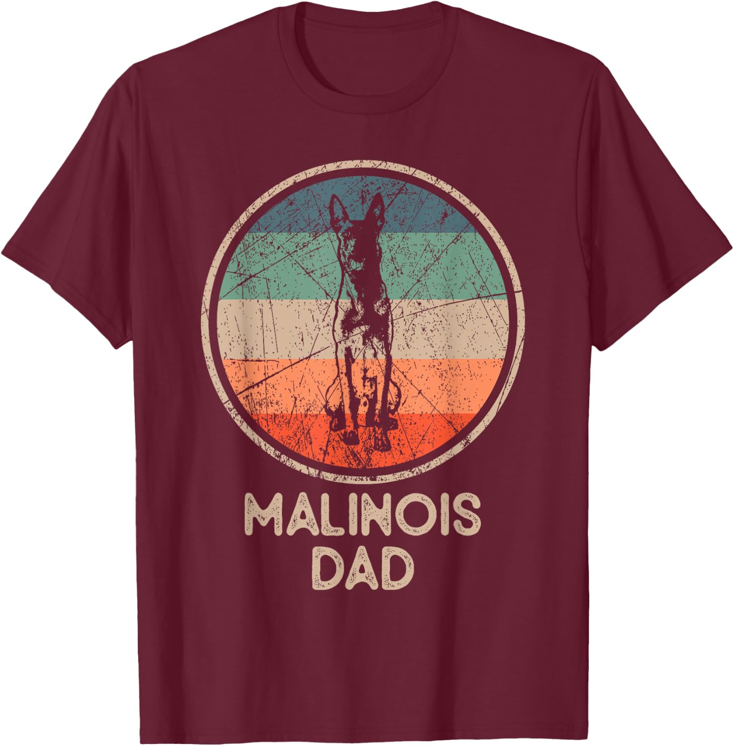 Malinois Dog – Vintage Malinois Dad T-Shirt - T-Shirt | Maroon