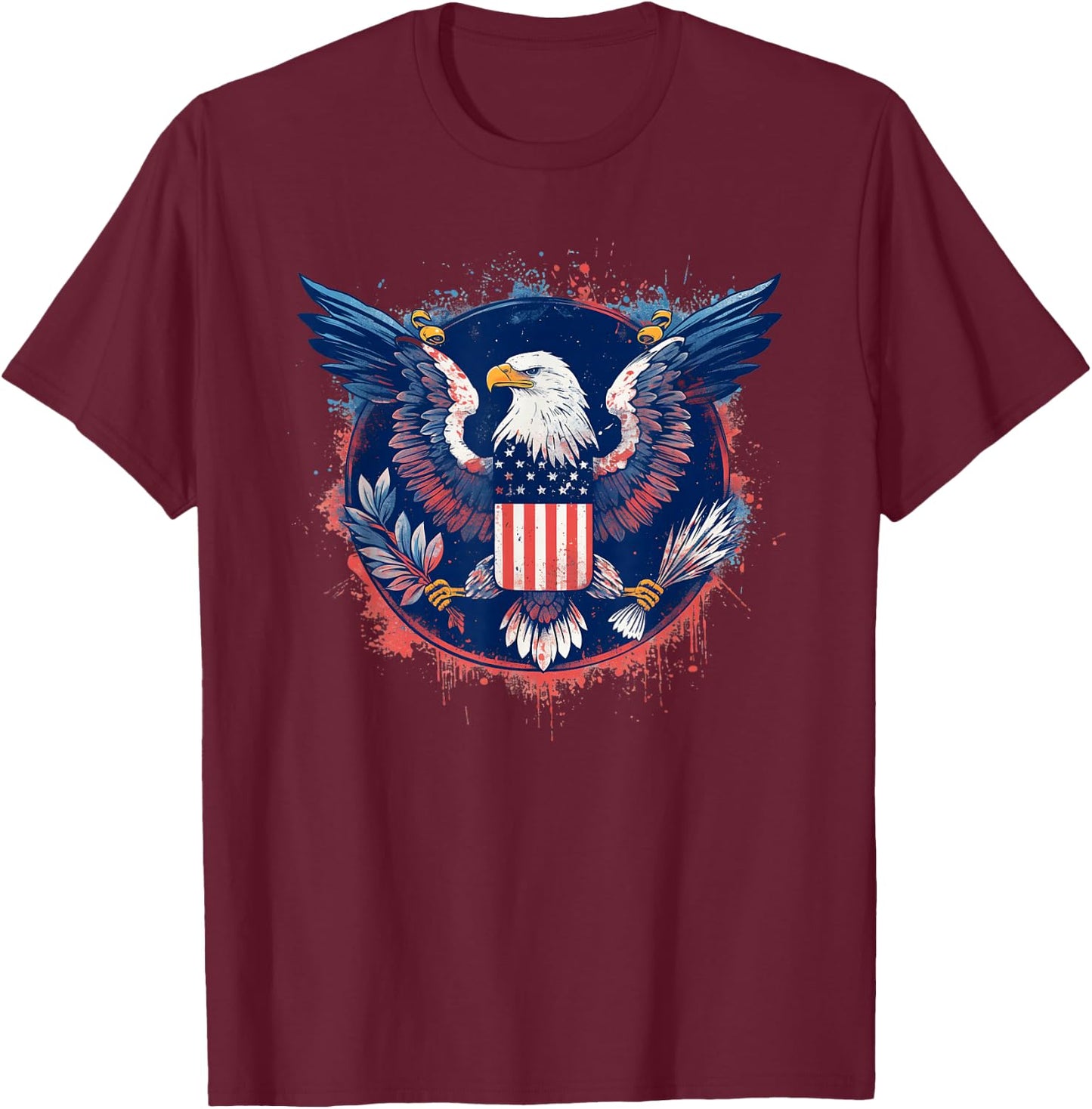 American Eagle Emblem Bold Patriotic USA T-Shirt - T-Shirt | Maroon