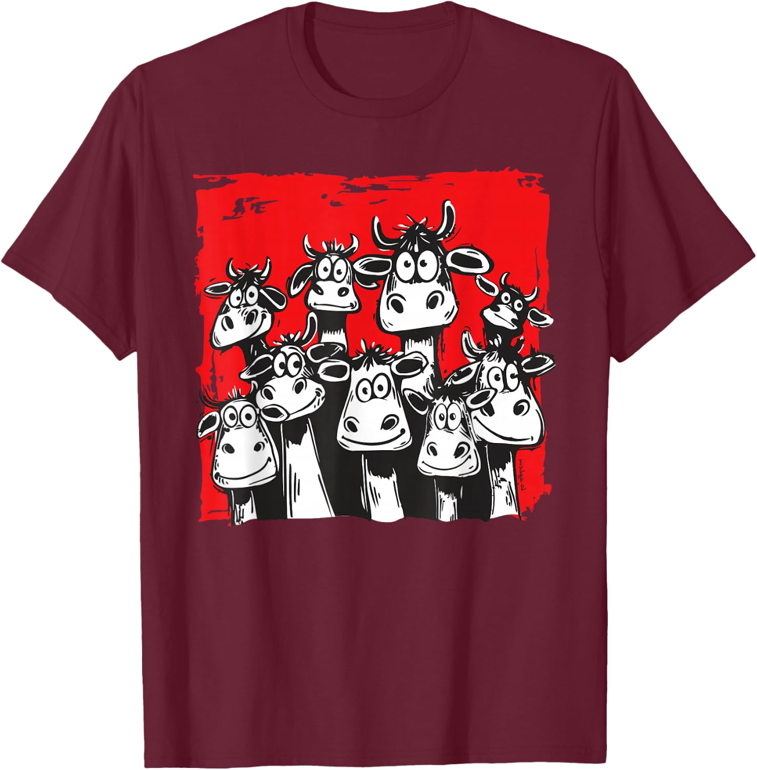 Funny Cow Faces T-Shirt - T-Shirt | Maroon