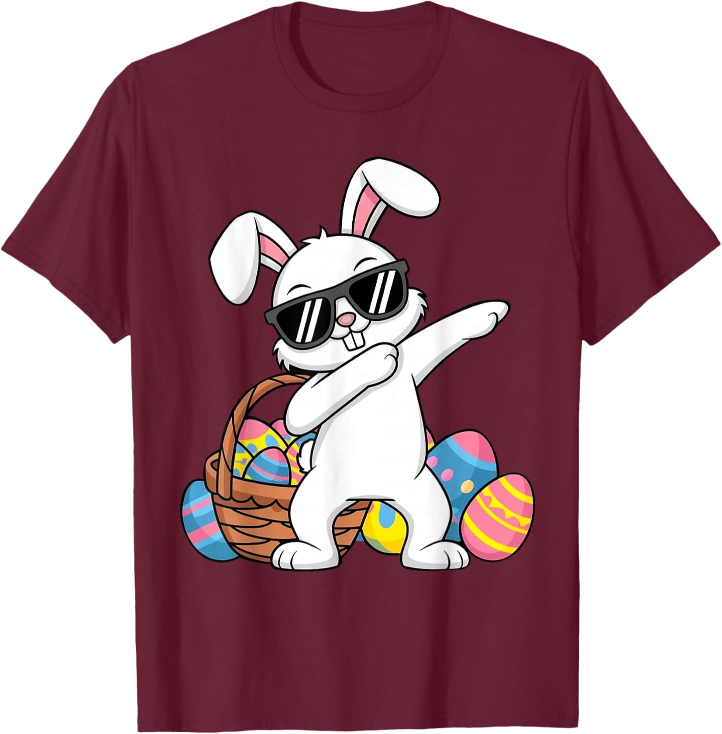 Bunny Easter Boys Girls Kids Toddler Rabbit Easter Egg Hunt T-Shirt - T-Shirt | Maroon