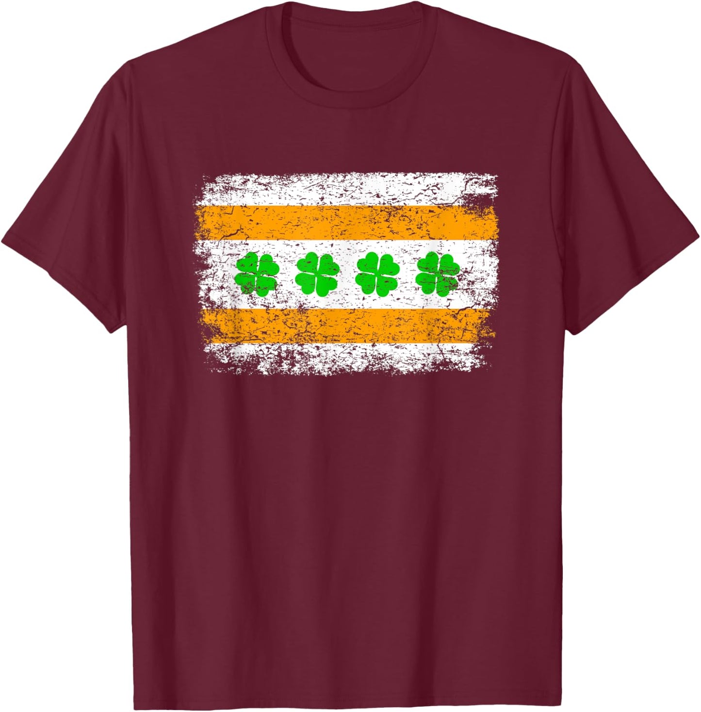 Chicago Flag Shamrock Irish St Patricks Day Matching T-Shirt - T-Shirt | Maroon