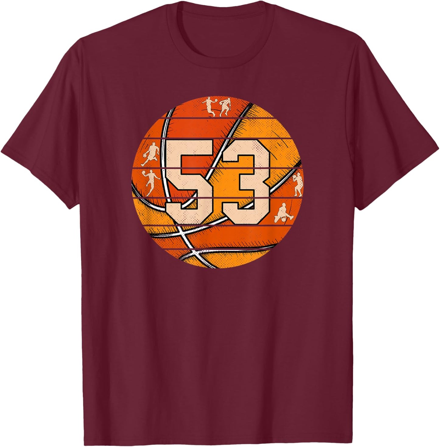 Basketball Number #53 Jersey Love Basketball Player Vintage T-Shirt - T-Shirt | Maroon