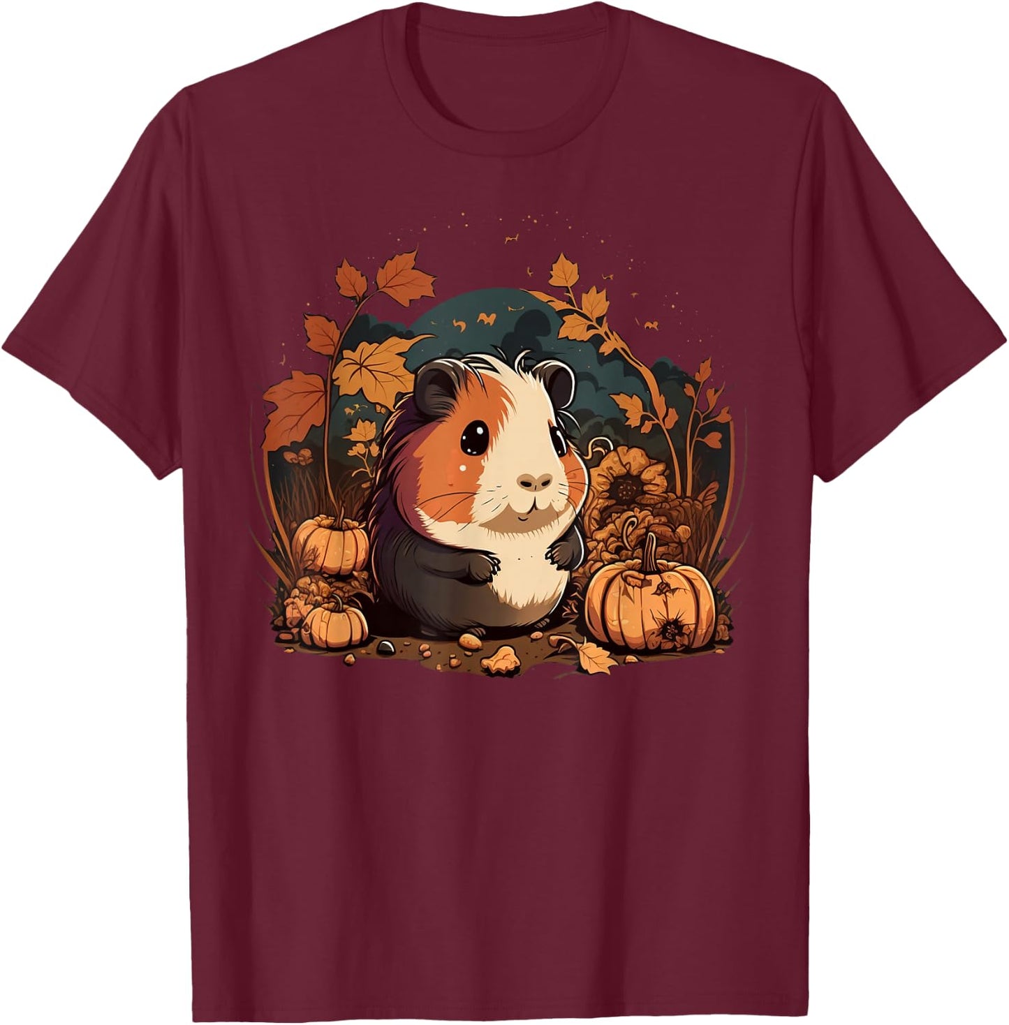 Pumpkin Guinea Pig costume on Guinea Pig Halloween T-Shirt - T-Shirt | Maroon