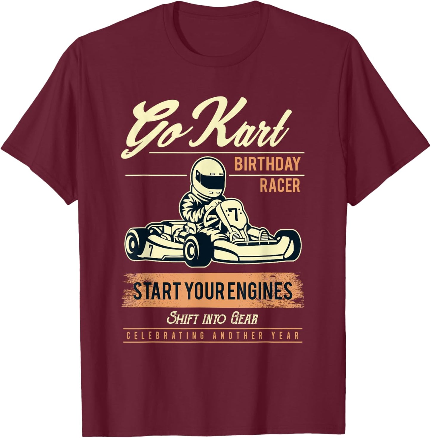 Go Kart Birthday Party T Shirt T-Shirt - T-Shirt | Maroon
