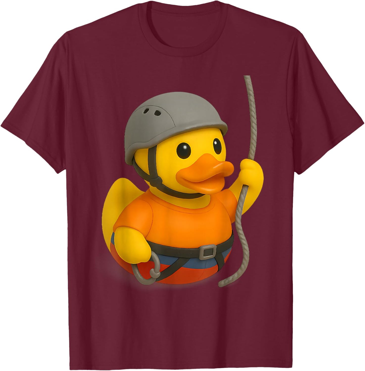 Rock Climbing Rubber Duck Climber Ducky Duckie T-Shirt - T-Shirt | Maroon