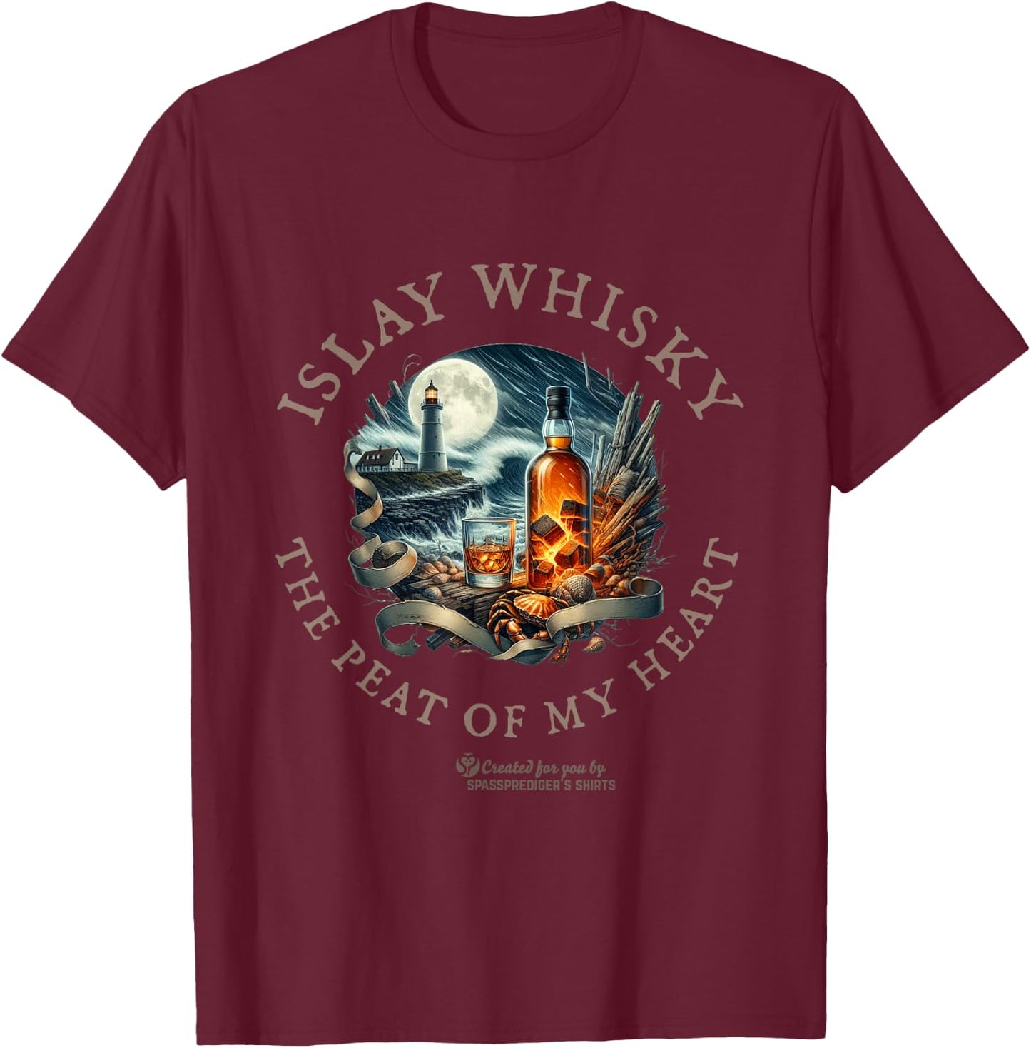 Whisky The Peat of My Heart Islay Whisky T-Shirt - T-Shirt | Maroon