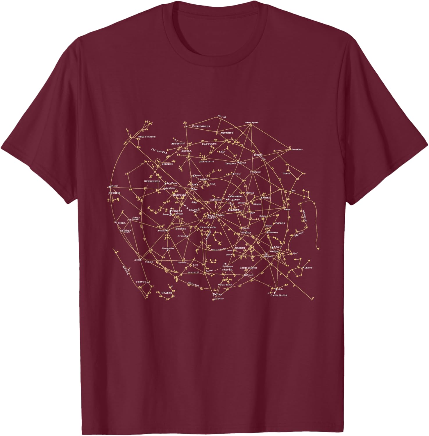 Stars Constellations Astronomy Cosmos Galaxy T-Shirt - T-Shirt | Maroon