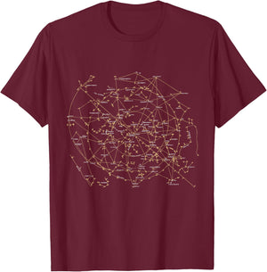 Stars Constellations Astronomy Cosmos Galaxy T-Shirt - T-Shirt | Maroon