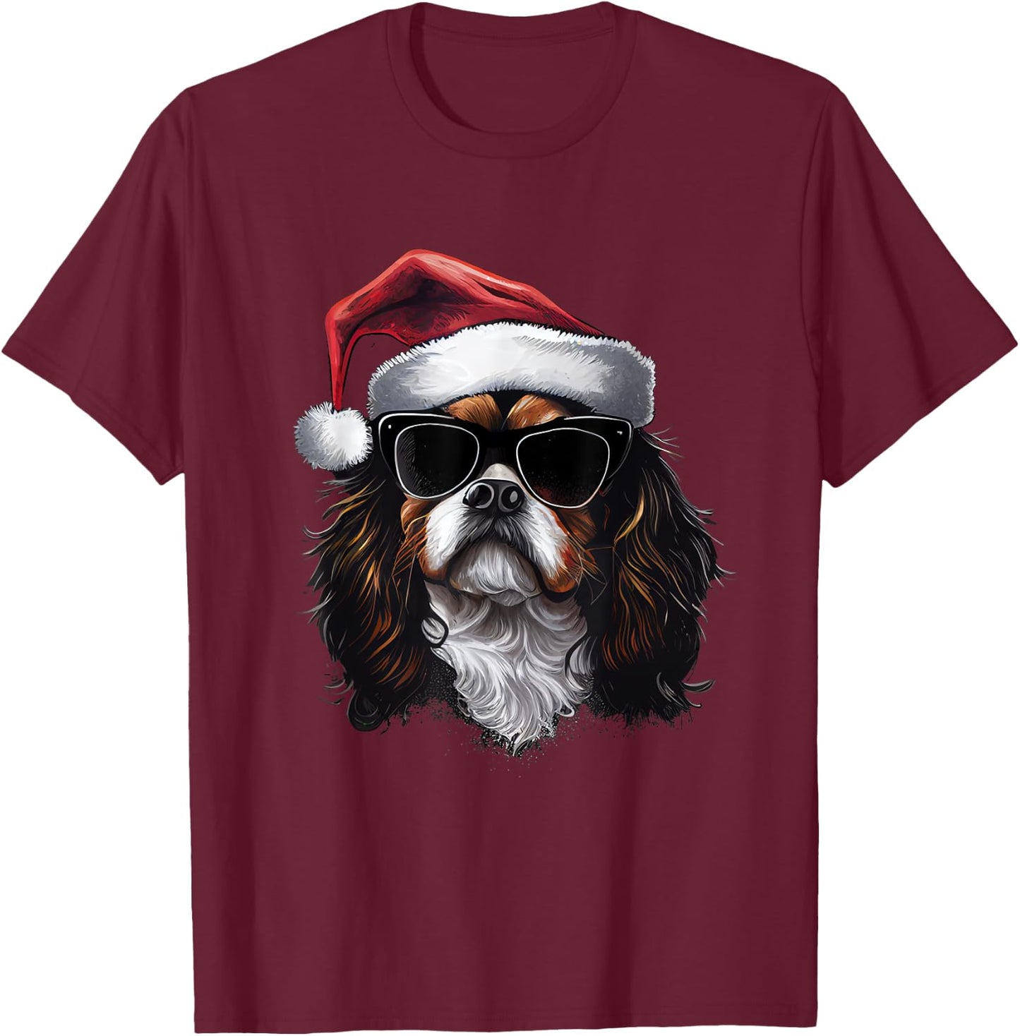 Cavalier King Charles Spaniel retro christmas outfit T-Shirt - T-Shirt | Maroon