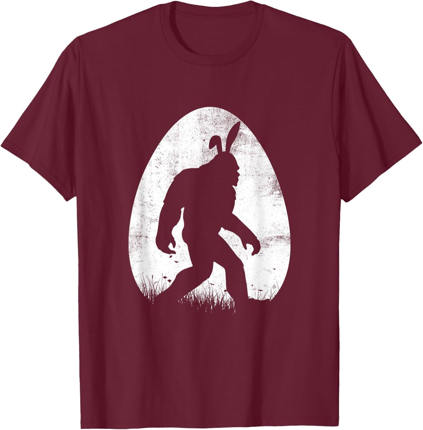 Easter Bigfoot Sasquatch Bunny Eggs Boys Kids T-Shirt - T-Shirt | Maroon