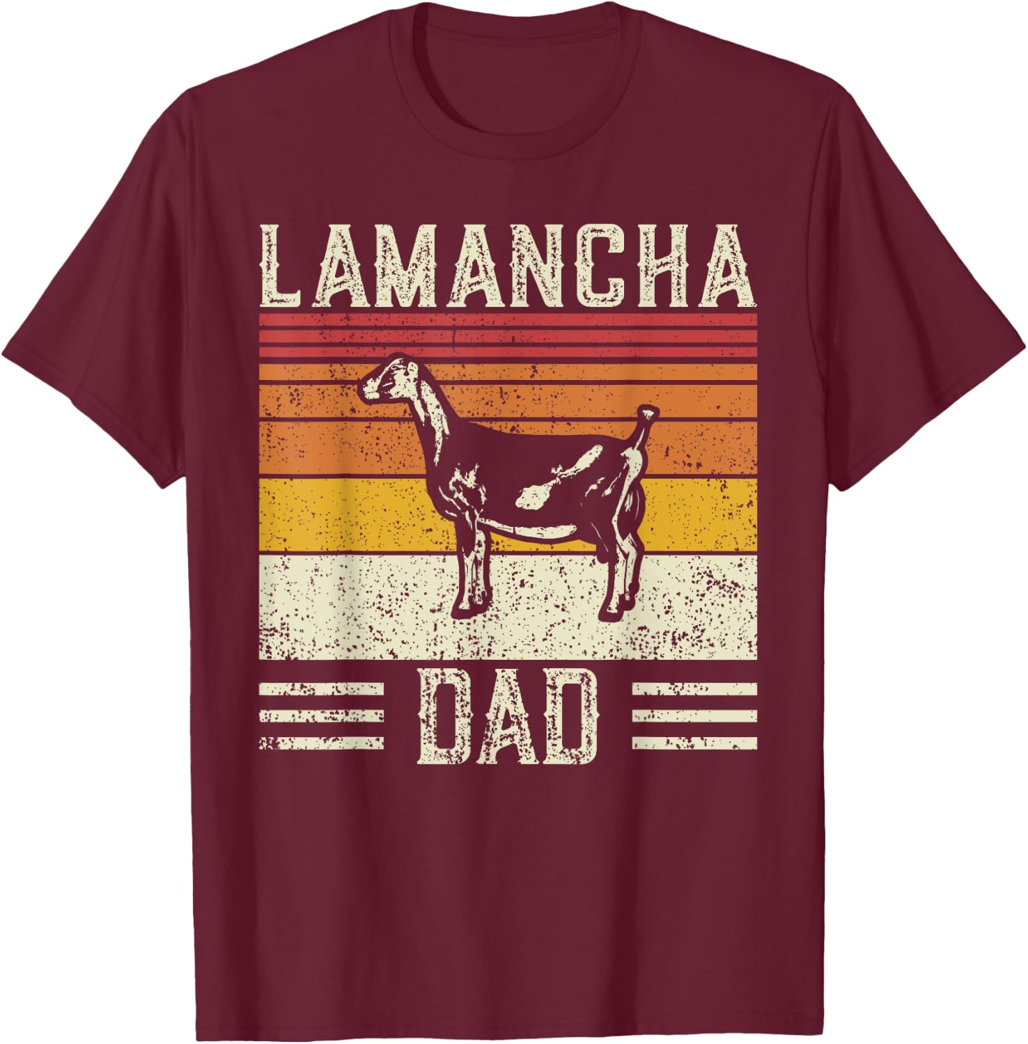 Best Goat Dad Men - Vintage LaMancha T-Shirt - T-Shirt | Maroon