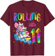 Rolling Into 11 years Let's Roll I'm Turning 11 Roller Skate T-Shirt - T-Shirt | Maroon