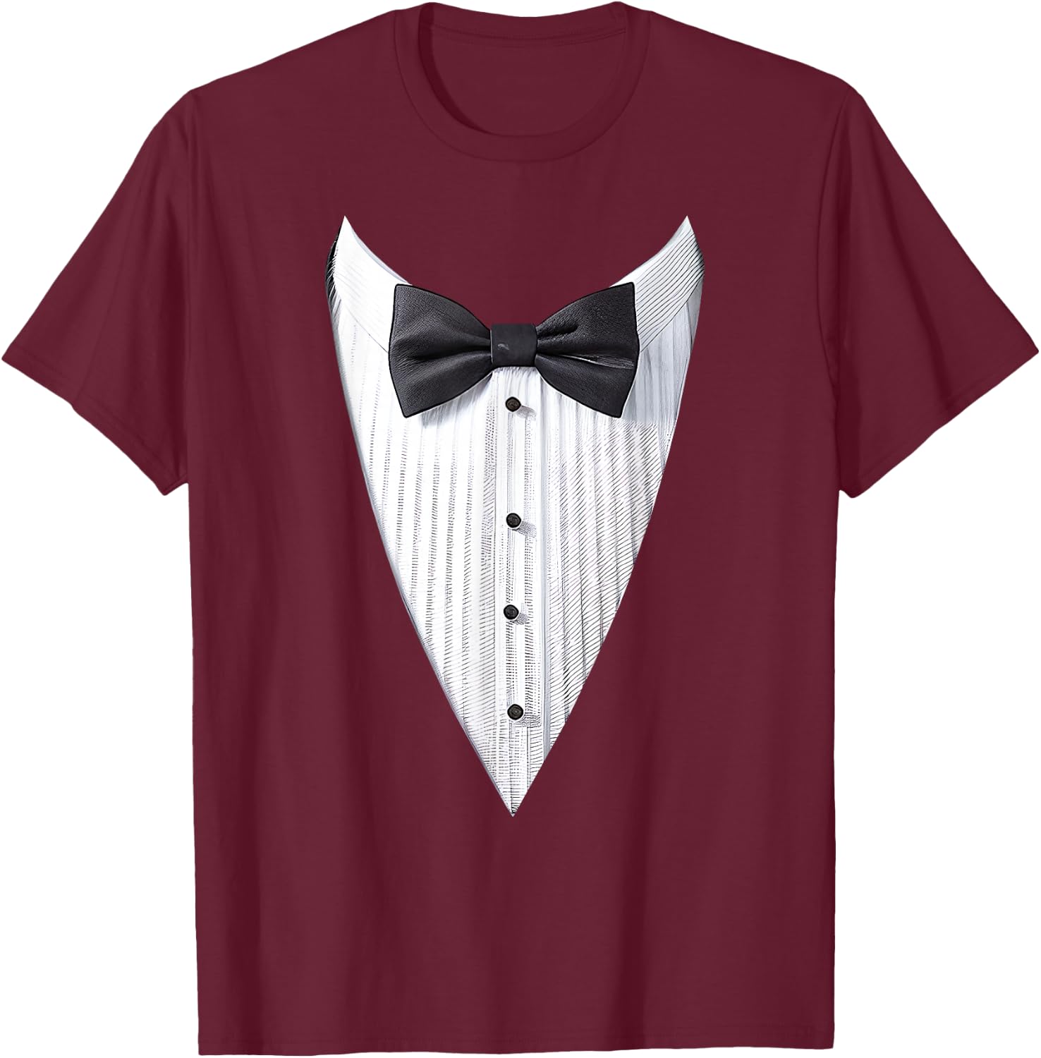 Tuxedo, Costume, Frac, Bowtie, Vest, Fake Tuxedo , Black, S T-Shirt - T-Shirt | Maroon
