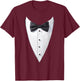 Tuxedo, Costume, Frac, Bowtie, Vest, Fake Tuxedo , Black, S T-Shirt - T-Shirt | Maroon