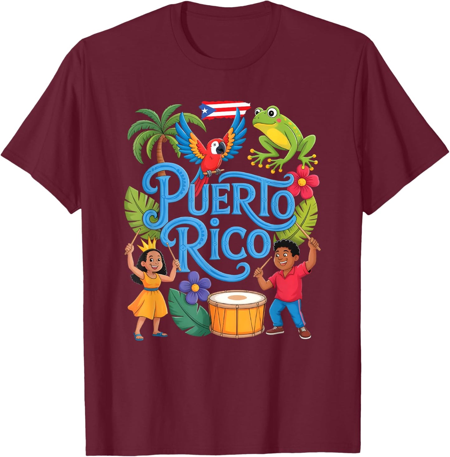 Taino Boricua Boys Girls Puerto Rico Kids T-Shirt - T-Shirt | Maroon