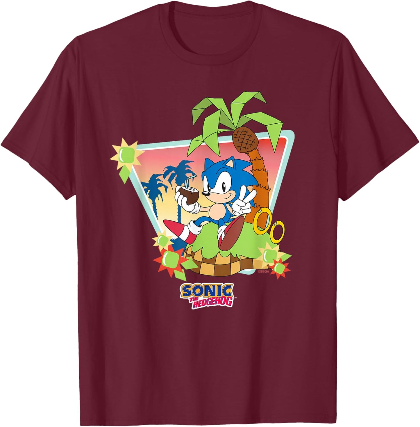Sonic the Hedgehog - Chillaxin' Sonic T-Shirt - T-Shirt | Maroon