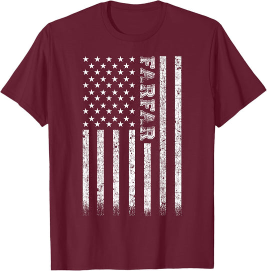 Farfar American Flag T-Shirt - T-Shirt | Maroon