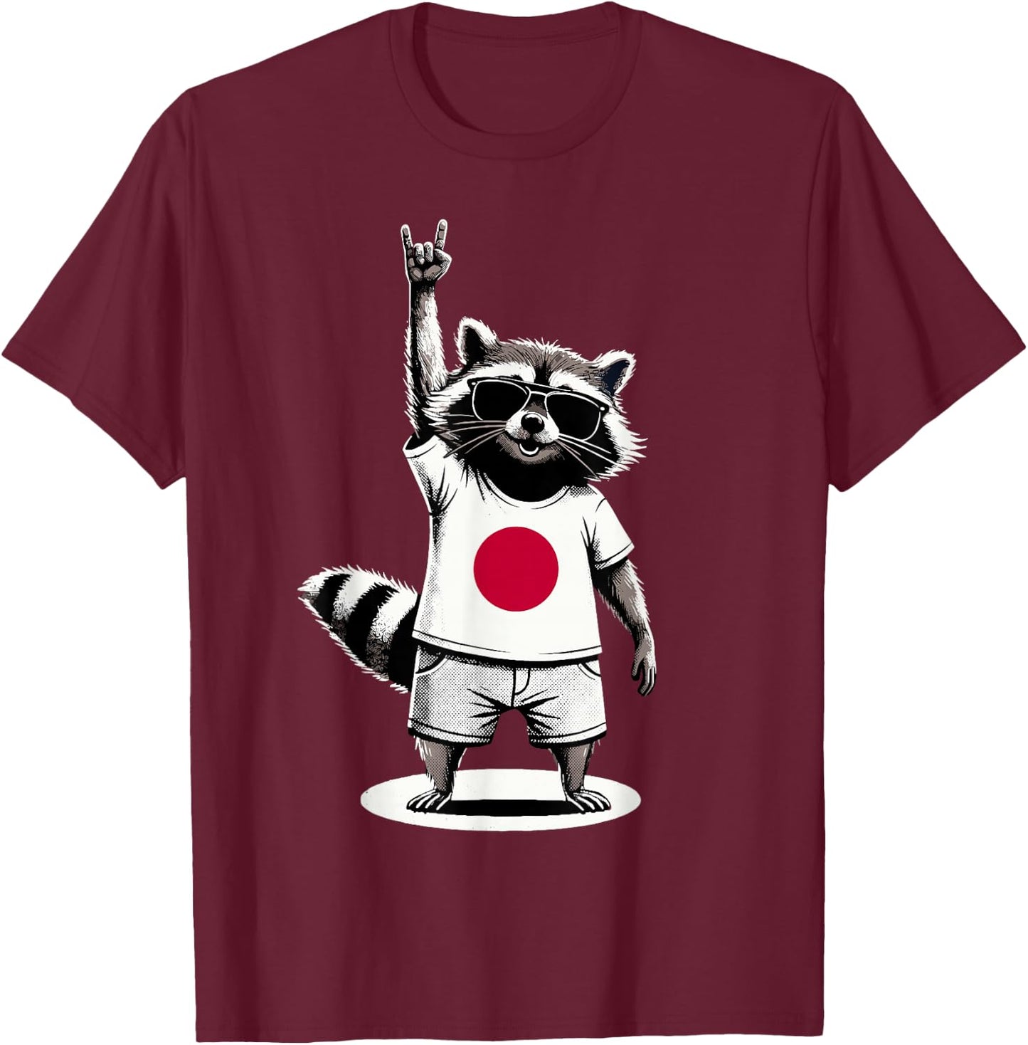 Japanese Flag Raccoon Japan T-Shirt - T-Shirt | Maroon