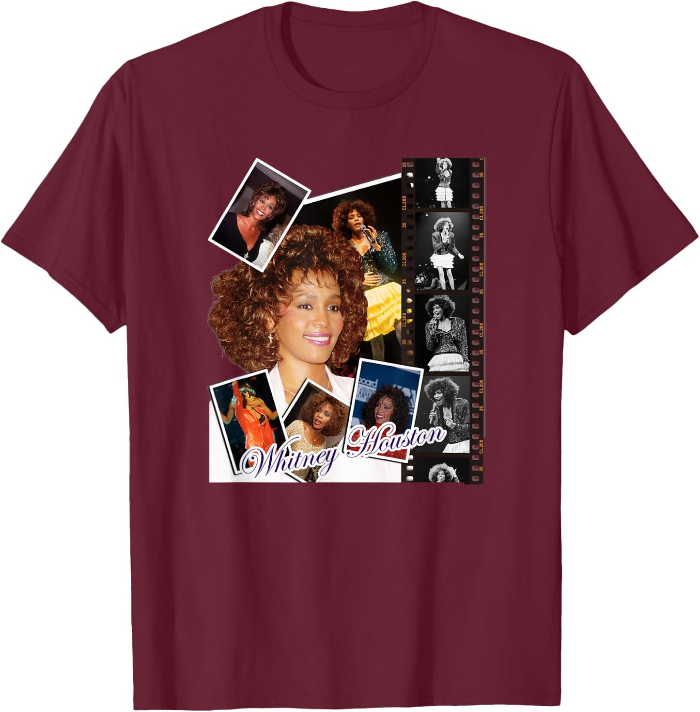 Whitney Houston_003 , Black, S T-Shirt - T-Shirt | Maroon