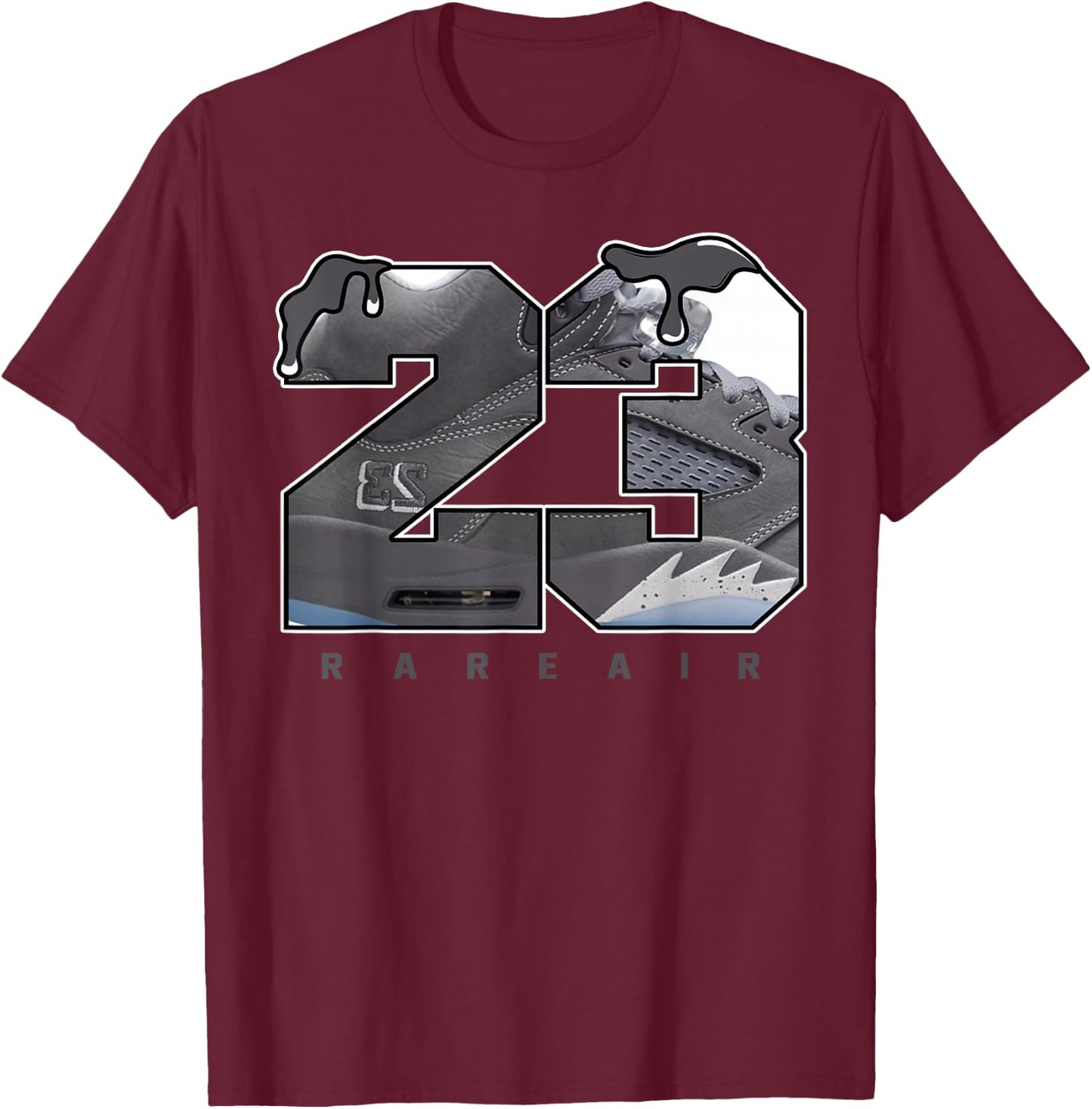 Wolf Grey 5s Matching Outfits Number 23 Drip T-Shirt - T-Shirt | Maroon