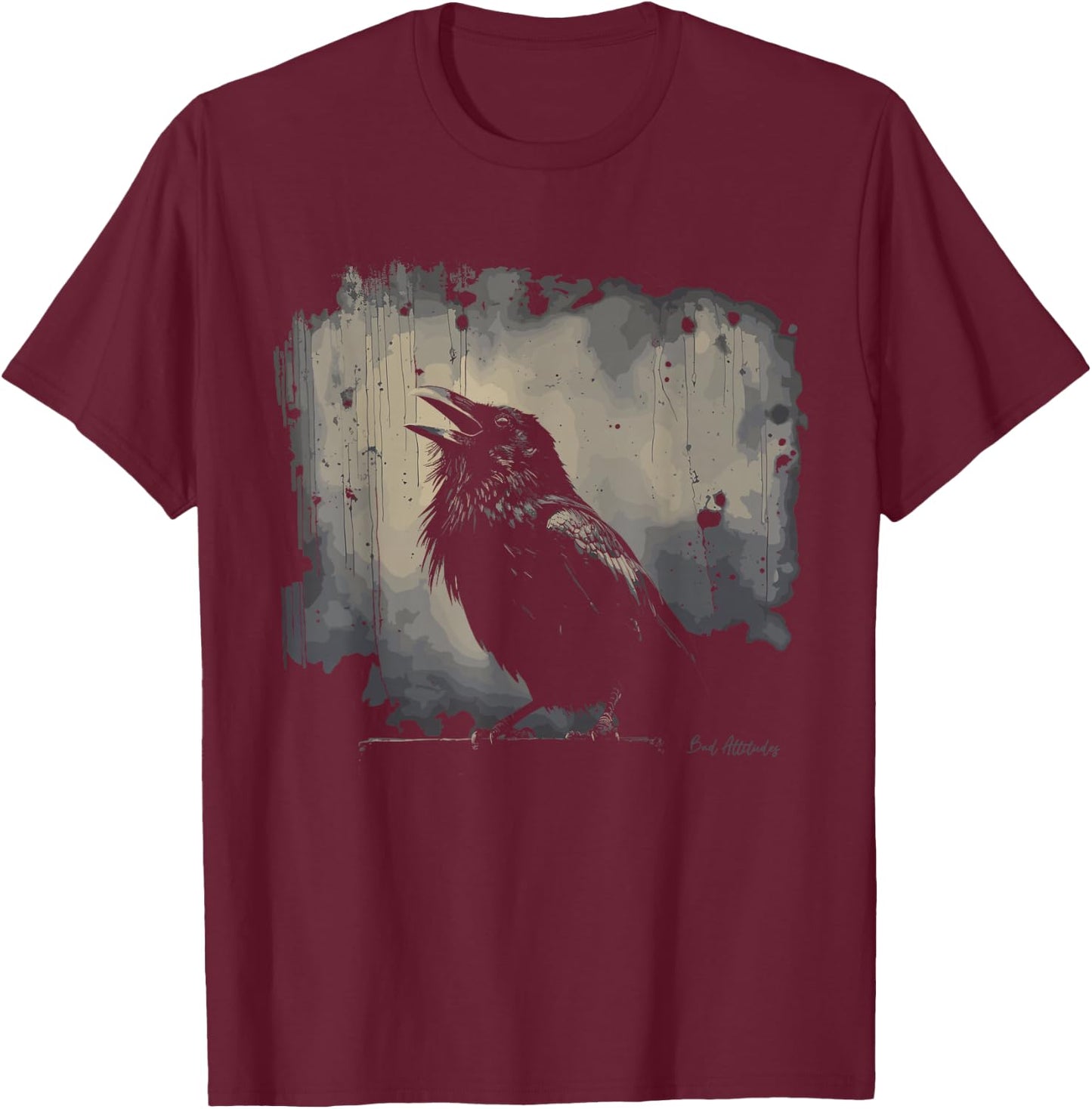 Dark Art Goth Raven Soft Grunge Aesthetic Gothic Raven Crow , black T-Shirt - T-Shirt | Maroon
