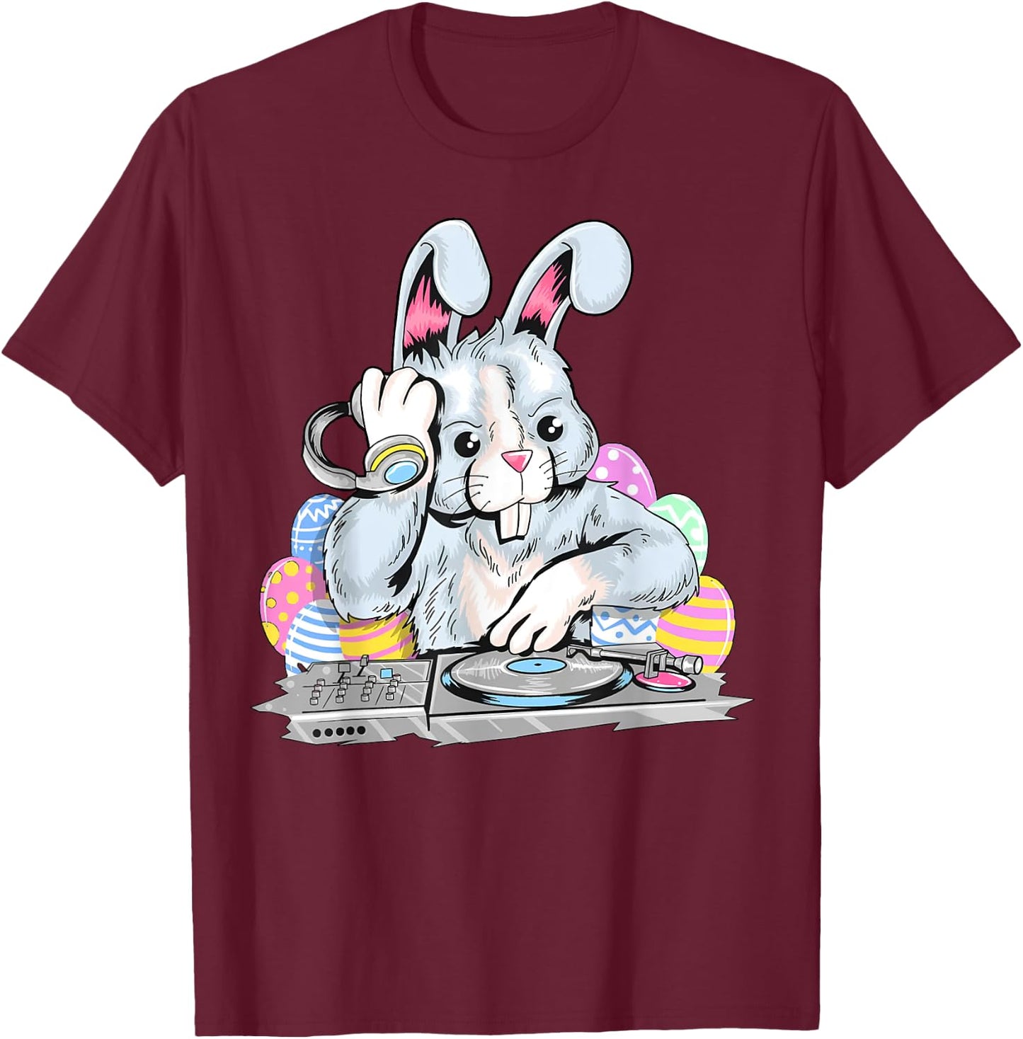 Cute Shirt Dj Easter Bunny T-Shirt - T-Shirt | Maroon