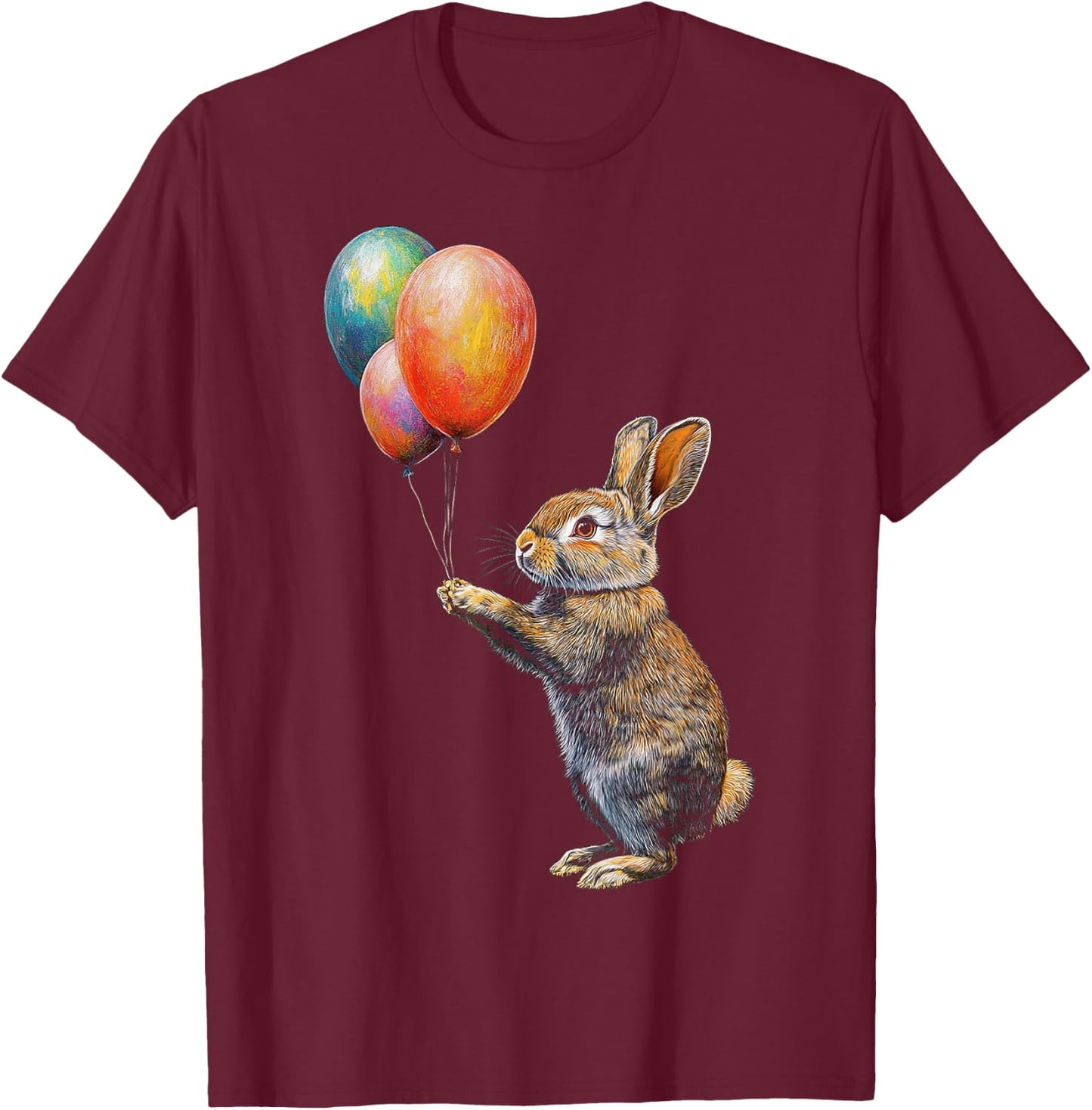Rabbit Funny Animal Lover Graphic Portrait Art Rabbit T-Shirt - T-Shirt | Maroon