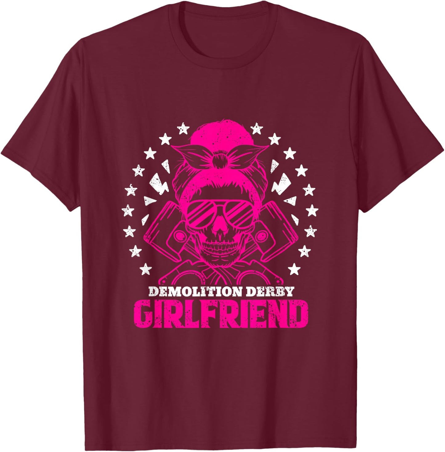 Skull Demolition Derby Girlfriend Girl T-Shirt - T-Shirt | Maroon