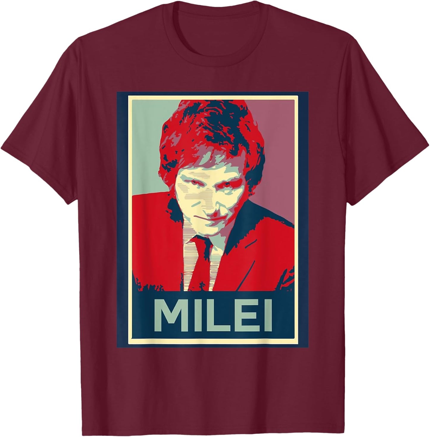 Peluca Milei - : Javier Milei Präsident - Schwarz, , Kurzarm, S, Polyester T-Shirt - T-Shirt | Maroon