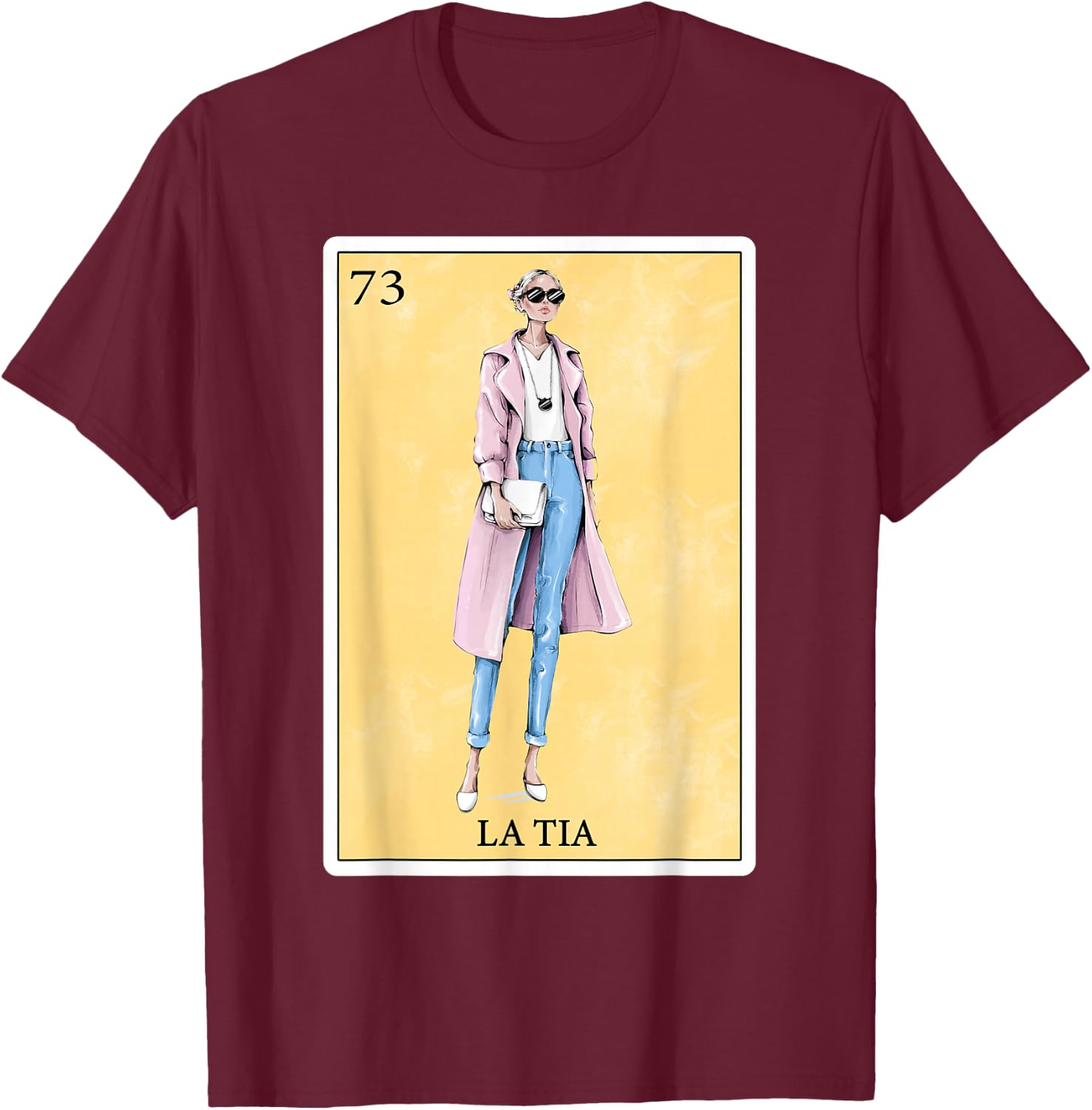 Funny Spanish-Mexican Bingo Gifts for Tia - La Tia T-Shirt - T-Shirt | Maroon