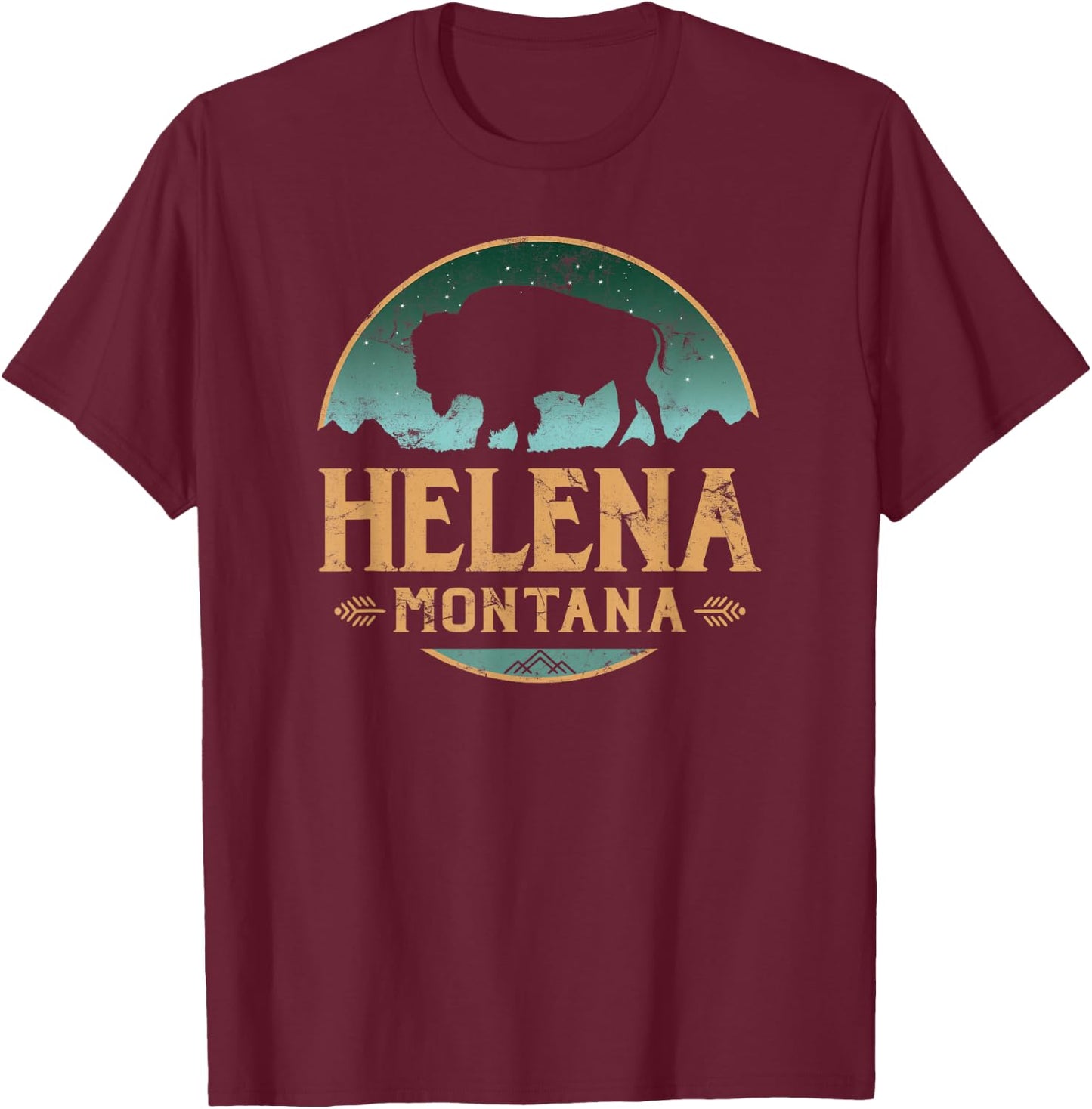 Helena Montana MT Buffalo Bison T-Shirt - T-Shirt | Maroon