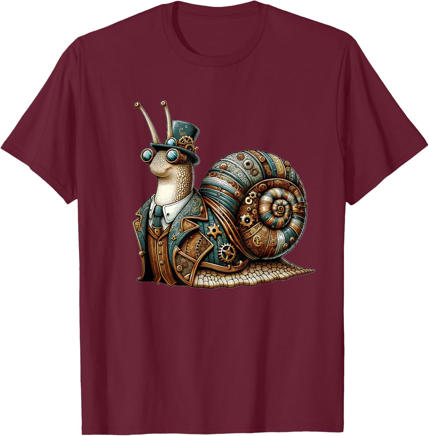 Steampunk Snail Women Men Kids Steampunk Snail T-Shirt - T-Shirt | Maroon