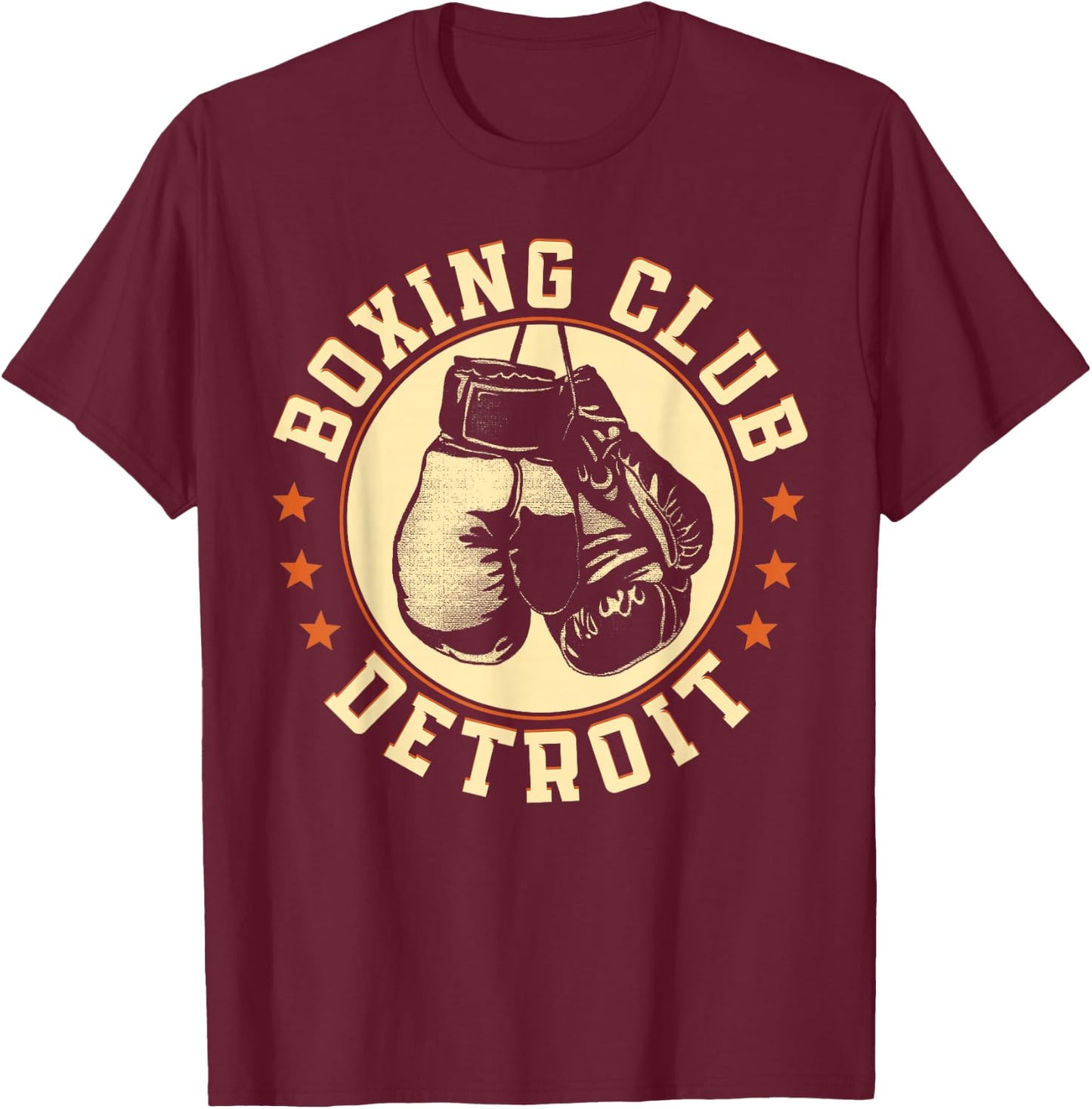 Boxing Club Detroit Gloves Graphic for a Boxing Lover T-Shirt - T-Shirt | Maroon