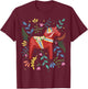 Swedish Dala Horse Folk Art Sweden Flag Dalahelmsoljd , black T-Shirt - T-Shirt | Maroon