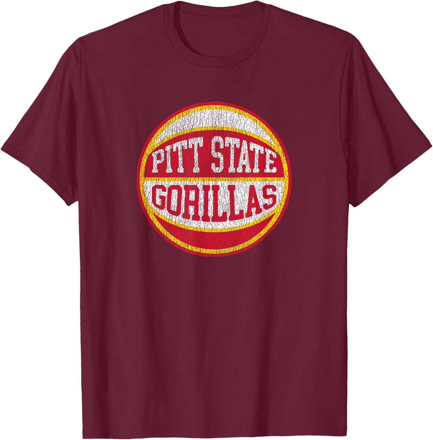 Pitt State Gorillas Distressed 80s Basketball Classic Retro T-Shirt - T-Shirt | Maroon