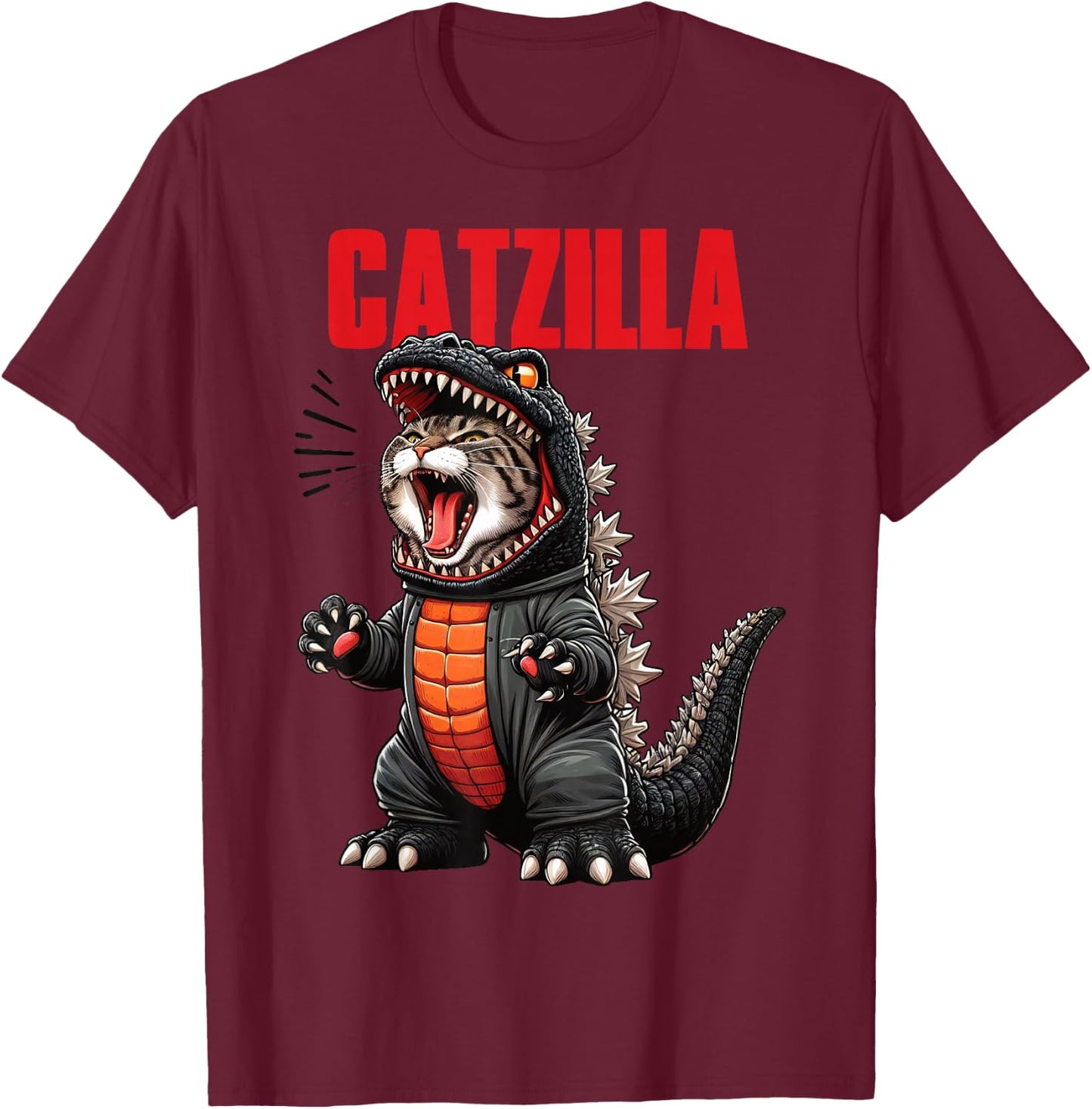 Cute Kitty Catzilla for Cat Moms & Dads T-Shirt - T-Shirt | Maroon