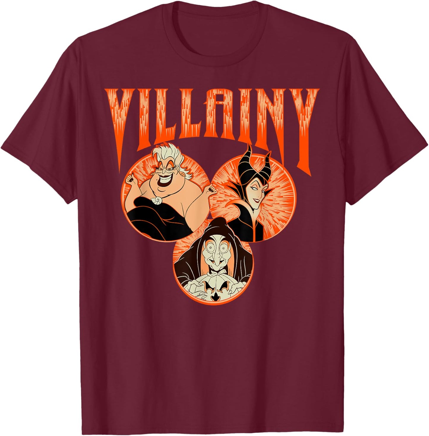 Disney Villains Ursula Evil Queen Villainy , Black, S T-Shirt - T-Shirt | Maroon