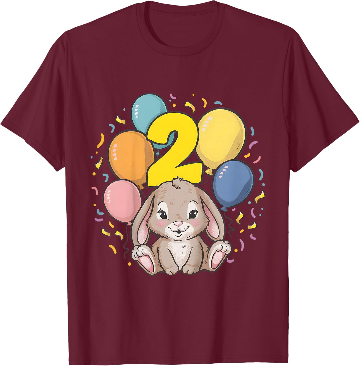 Kids 2nd Birthday Children's Birthday Rabbit T-Shirt - T-Shirt | Maroon