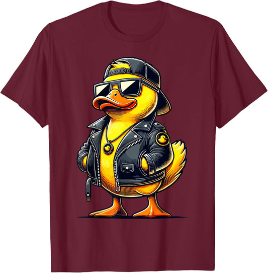 Cool Duck with Sunglasses Rubber Duck T-Shirt - T-Shirt | Maroon