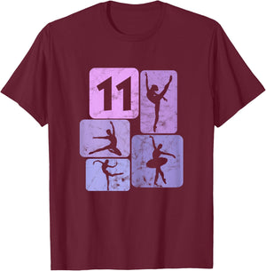 11e Anniversaire Danseur Ballet Ballerine 11 Ans Fille T-Shirt - T-Shirt | Maroon