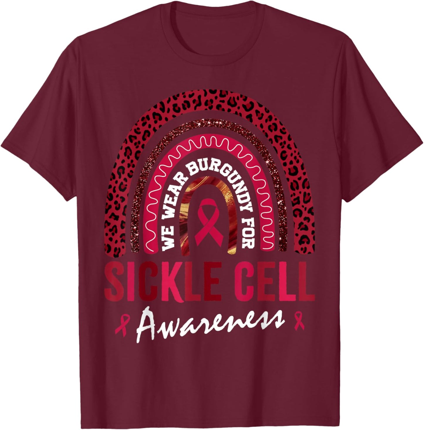 in September We Wear Burgundy for Sickle Cell Awareness T-Shirt - T-Shirt | Maroon