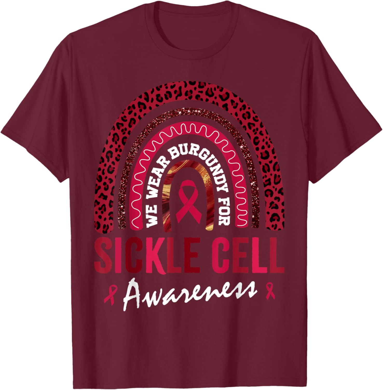 in September We Wear Burgundy for Sickle Cell Awareness T-Shirt - T-Shirt | Maroon