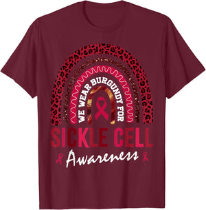 in September We Wear Burgundy for Sickle Cell Awareness T-Shirt - T-Shirt | Maroon